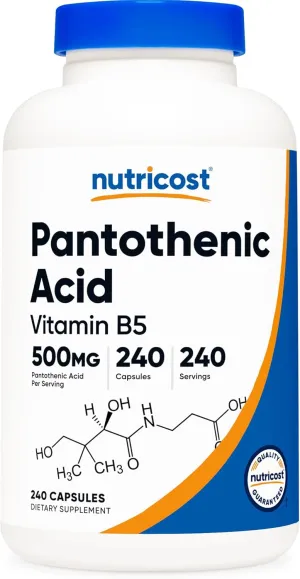 Nutricost Pantothenic Acid (Vitamin B5) 500mg, 240 Capsules
