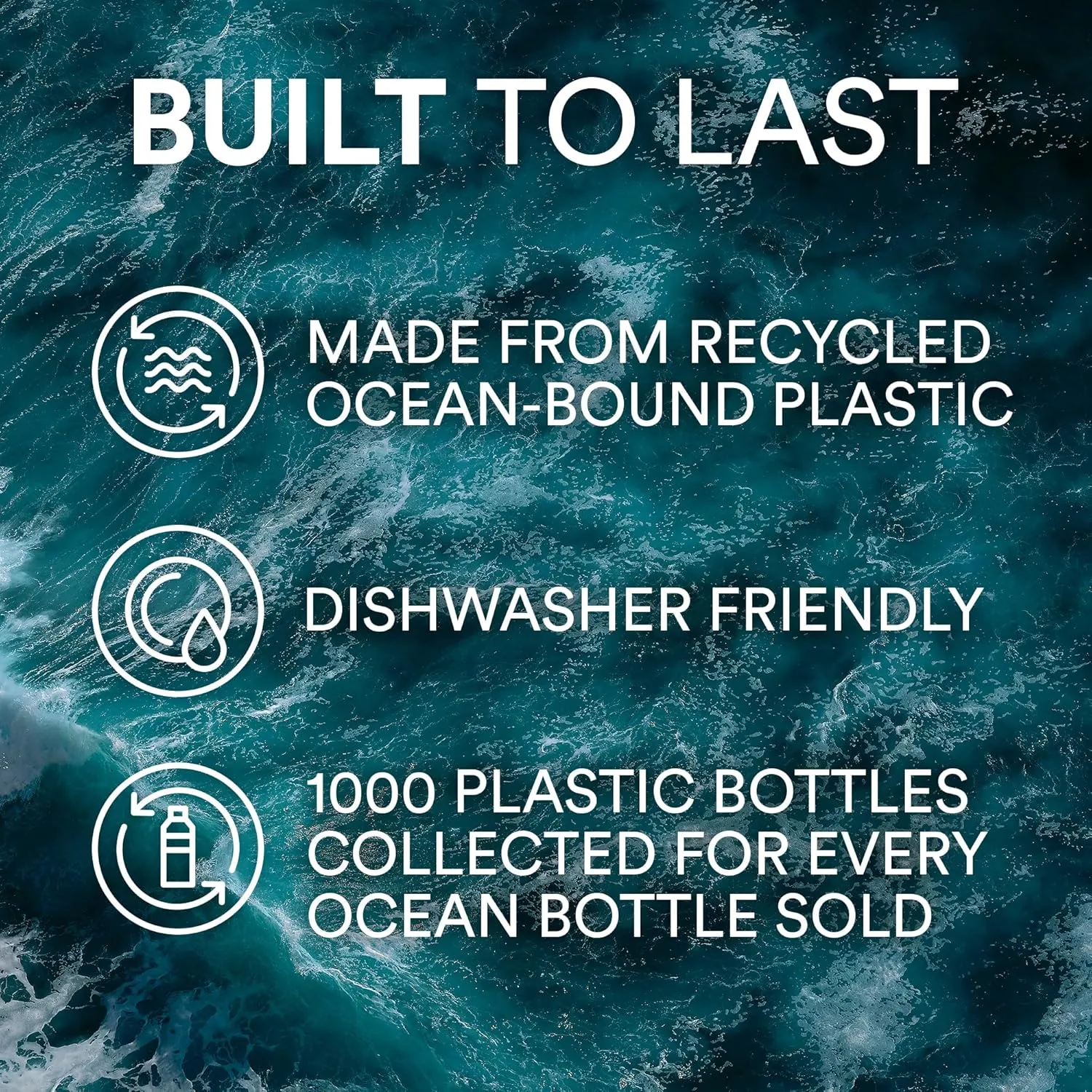 Ocean Bottle - Recycled Stainless Steel Drinks Reusable Water Bottle - Eco-Friendly & Reusable - Sky Blue - 34 oz
