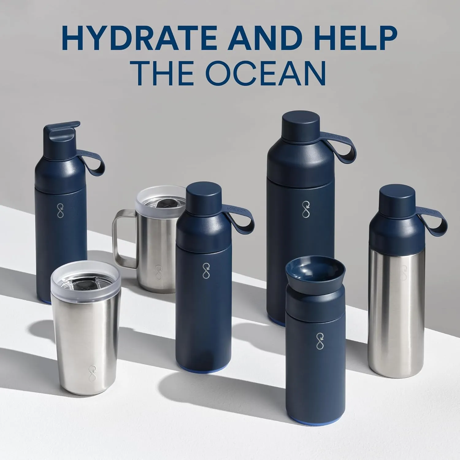 Ocean Bottle - Recycled Stainless Steel Drinks Reusable Water Bottle - Eco-Friendly & Reusable - Sky Blue - 34 oz