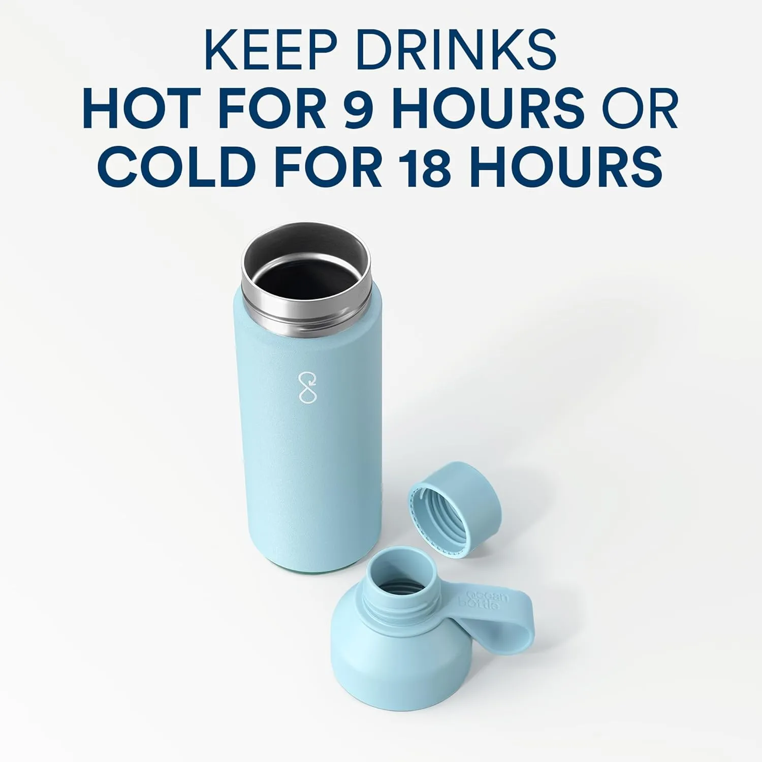Ocean Bottle - Recycled Stainless Steel Drinks Reusable Water Bottle - Eco-Friendly & Reusable - Sky Blue - 34 oz
