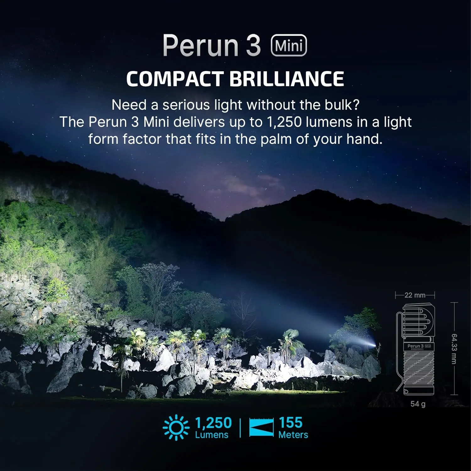 OLIGHT Perun 3 Mini Headlamp 1250 Lumens LED Head Flashlight,Rechargeable Headlight with Red Light Option,Perfect for Working, Hiking, Camping and Climbing (Cool White 5700K~6700K, Black)