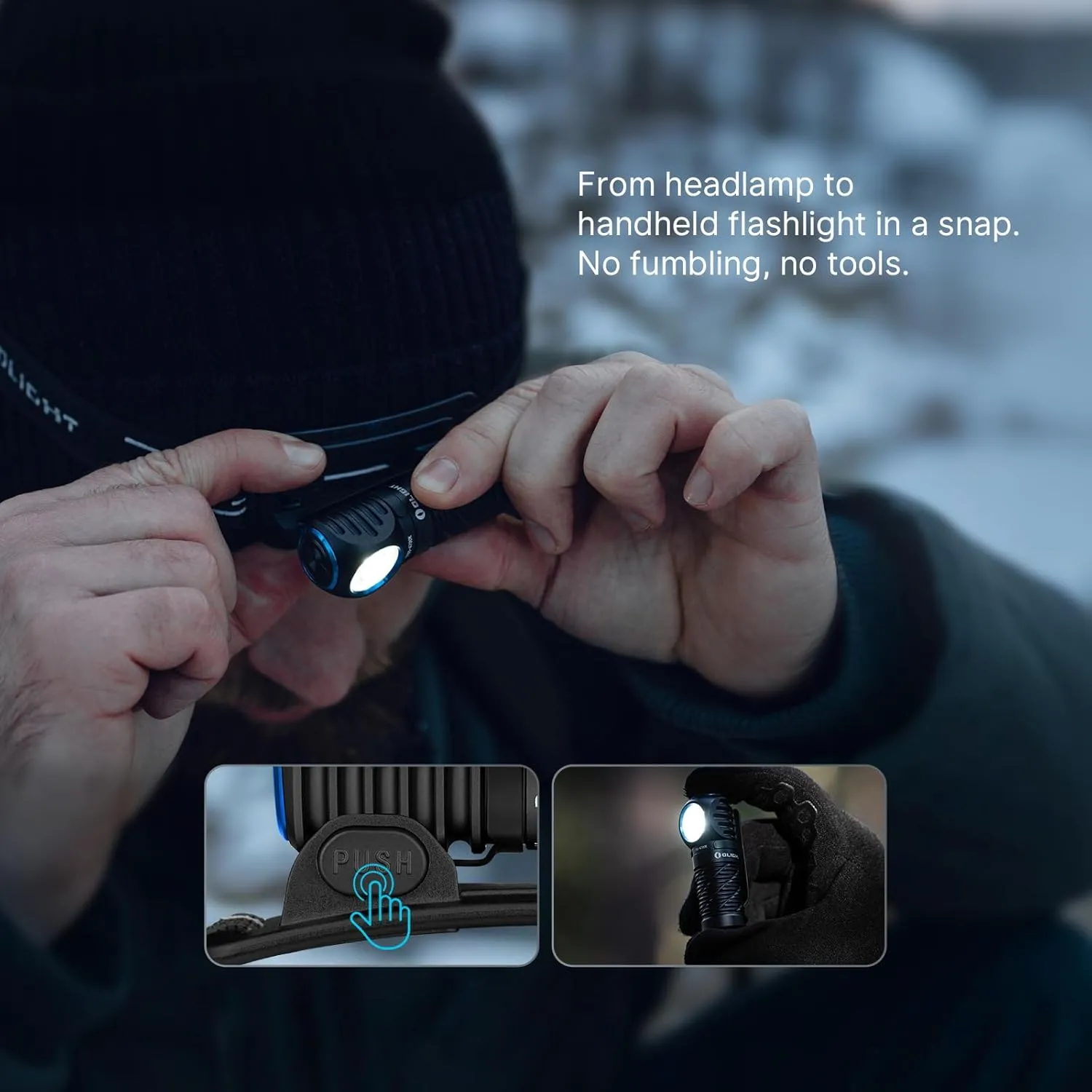 OLIGHT Perun 3 Mini Headlamp 1250 Lumens LED Head Flashlight,Rechargeable Headlight with Red Light Option,Perfect for Working, Hiking, Camping and Climbing (Cool White 5700K~6700K, Black)