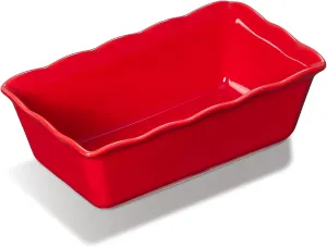ONEMORE Baking Bread Loaf Pan, 8.5 x 4.5 Inch - Non-Stick Ceramic Meatloaf Pan - Microwave & Dishwasher Safe, Rectangular Mold, Red