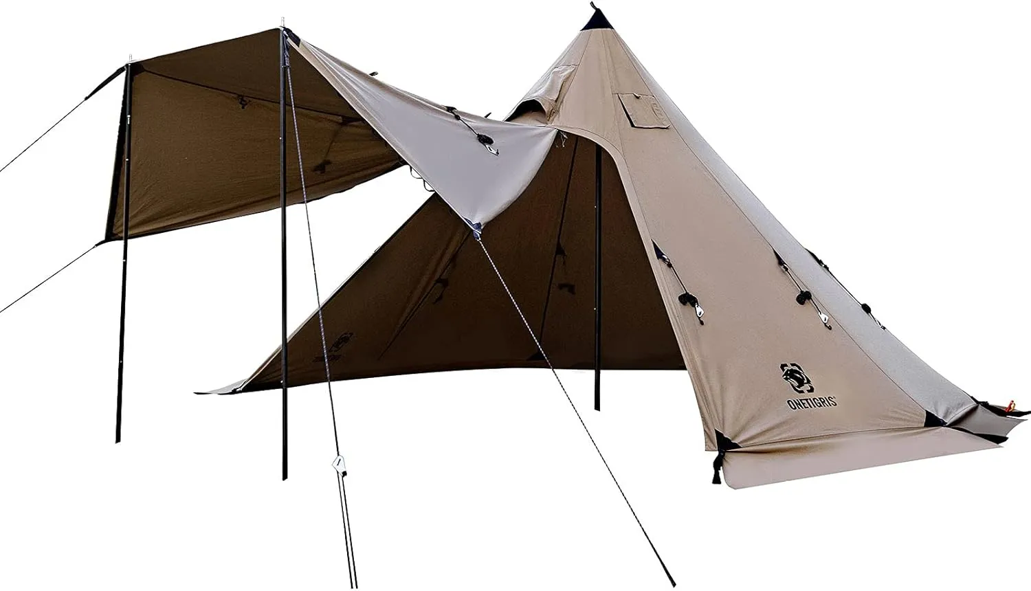 OneTigris Northgaze Canvas Hot Tent with Stove Jack, Windproof, Fire Retardant, Durable 4 Season Camping Pyramid Teepee Tent for 2~4 Person