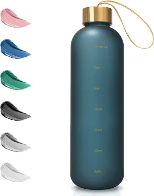 Opard 27oz/32oz Motivational Water Bottle with Time Marker to Drink, Reusable Plastic Bottle with BPA Free Tritan for Gym and Sports