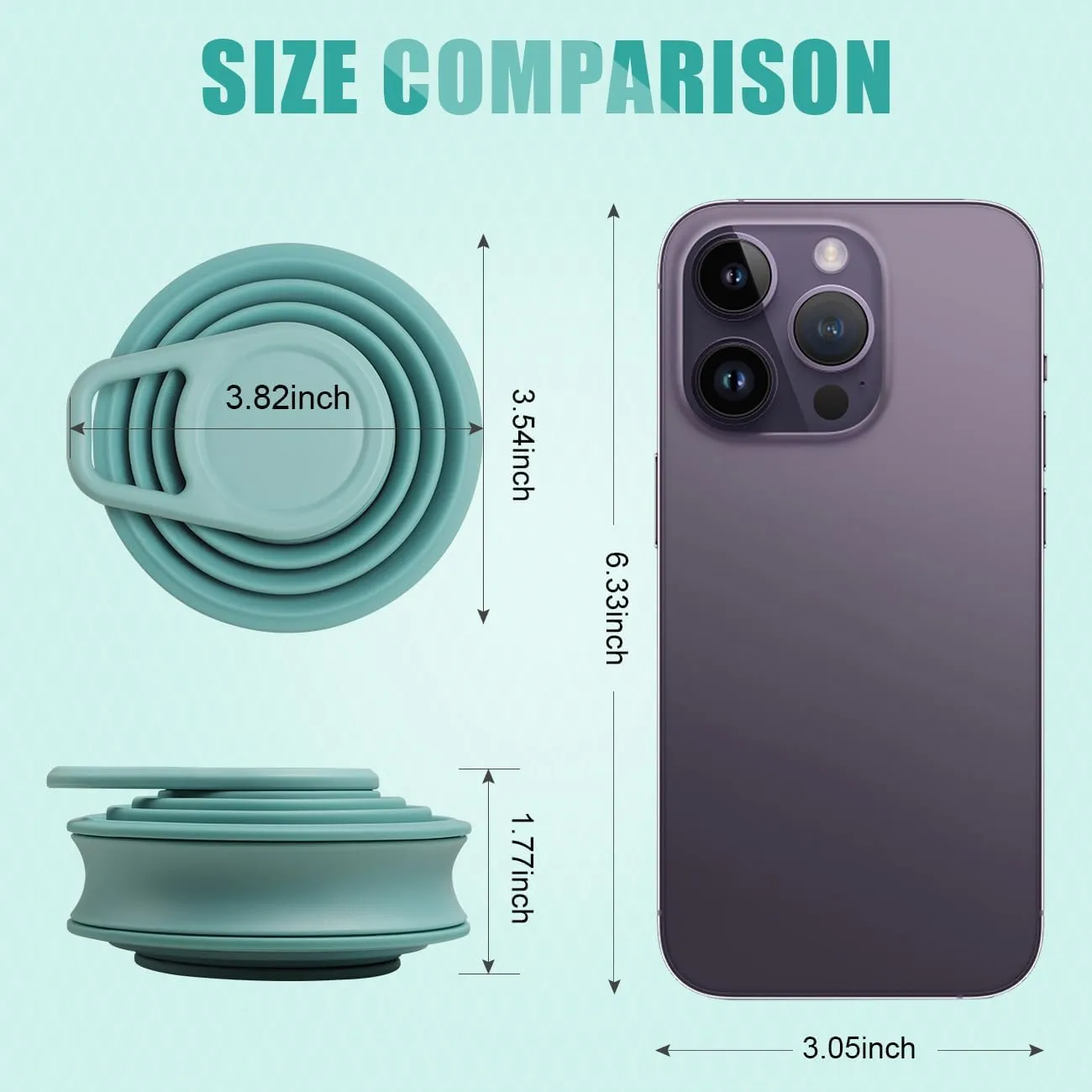 Opard Collapsible Water Bottles BPA Free Leak Proof Foldable Silicone Bottle with Anti-Collapse Ring for Travel Camping Hiking Running Sport