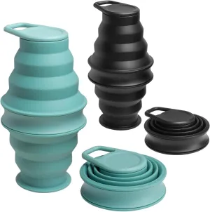 Opard Collapsible Water Bottles BPA Free Leak Proof Foldable Silicone Bottle with Anti-Collapse Ring for Travel Camping Hiking Running Sport