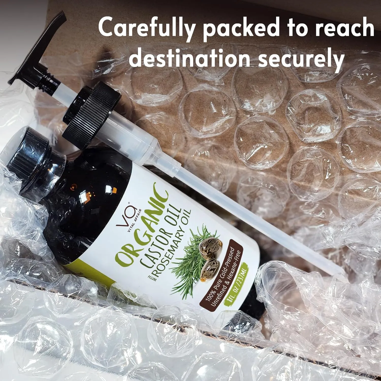 Organic Castor Oil With Rosemary Oil For Hair Growth - 100% Pure Rosemary Hair Oil With Pure Castor Oil Cold Pressed Unrefined Glass Bottle - Strengthening & Volumizing 8 Fl Oz