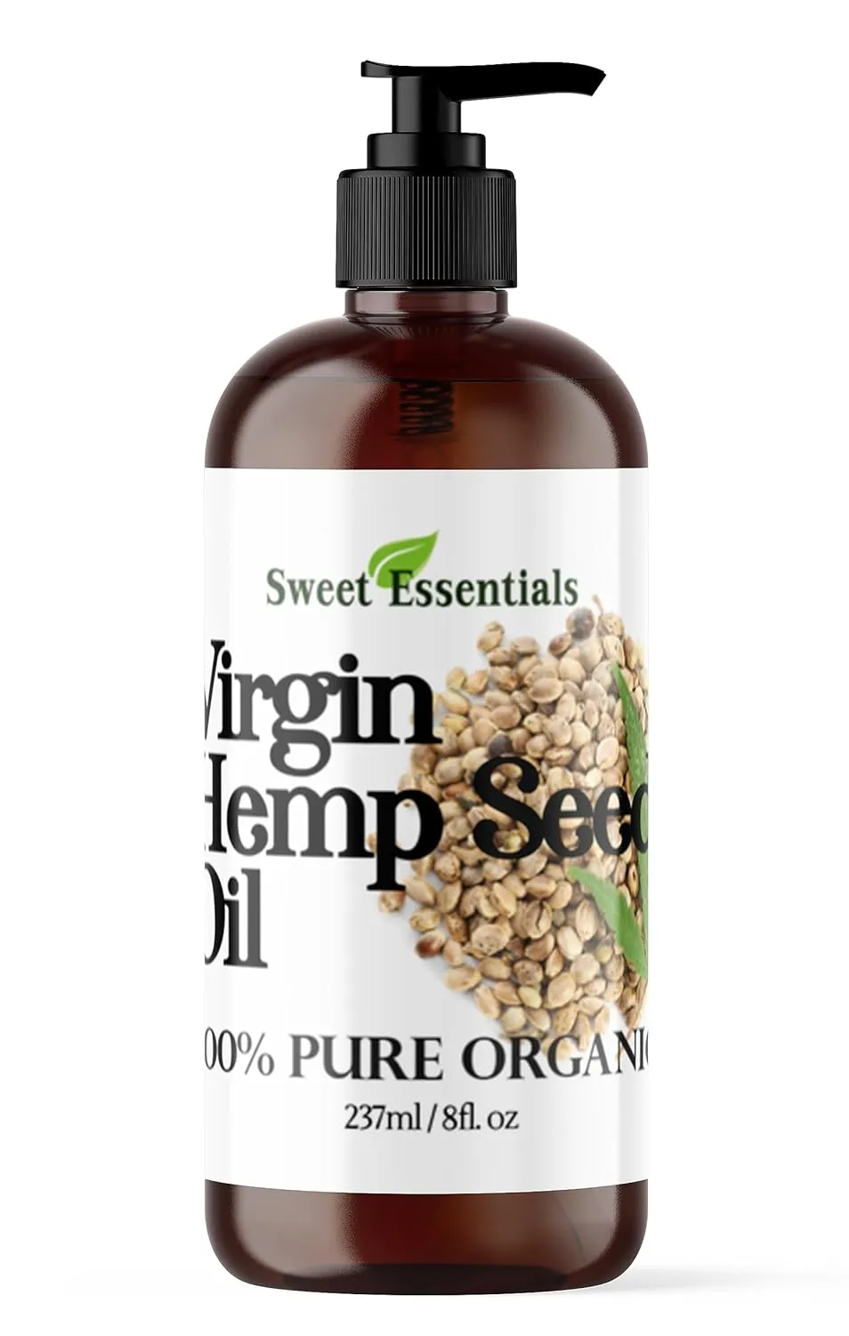 Organic Extra Unrefined Hemp Seed Oil (Food Grade) 8oz | Cannabis Sativa | Imported From Canada | 100% Pure Cold Pressed | Offers Relief From Dry & Cracked Skin, Eczema, Psoriasis, Dermatitis, Rosacea