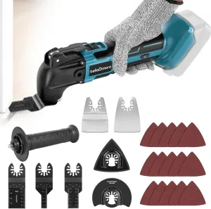 Oscillating Multi Tool Compatible with Makita Battery(Battery Not Included), Cordless Oscillating Tool Brushless Motor, 6 Variable Speeds, 23-Piece Kit for Cutting, Sanding, Scraping