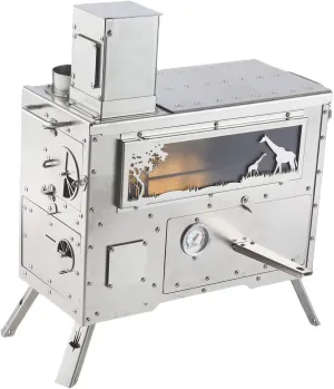 Outdoor cooker, Stainless Steel Wood Burning Stove, Folding & Lightweight Hot Tent Stove, for Cooking Backpacking Hiking Traveling