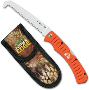 Outdoor Edge 4.5" Flip N' Zip Saw - Lightweight Folding Aluminum Handle Outdoor-Hunting Saw with 65Mn Spring Steel Blade and Triple Ground Teeth for Bone and Wood with Nylon Sheath
