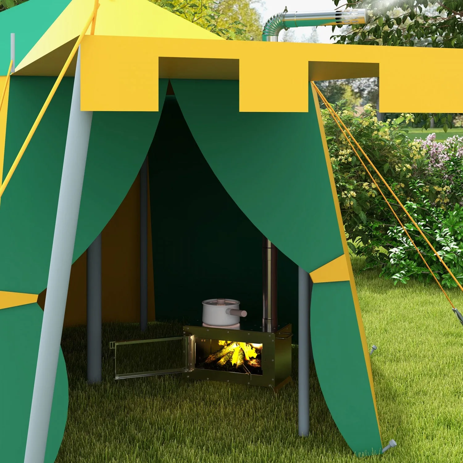 Outsunny Hot Tent Wood Stove With Chimney, Foldable Legs And Carry Bag|Outsunny Hot Tent Wood Stove With Chimney, Foldable Legs And Carry Bag