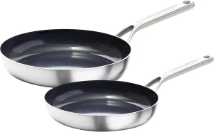 OXO Mira Tri-Ply Stainless Steel PFAS-Free Nonstick, 8" and 10" Frying Pan Skillet Set, Induction, Multi Clad, Dishwasher and Metal Utensil Safe