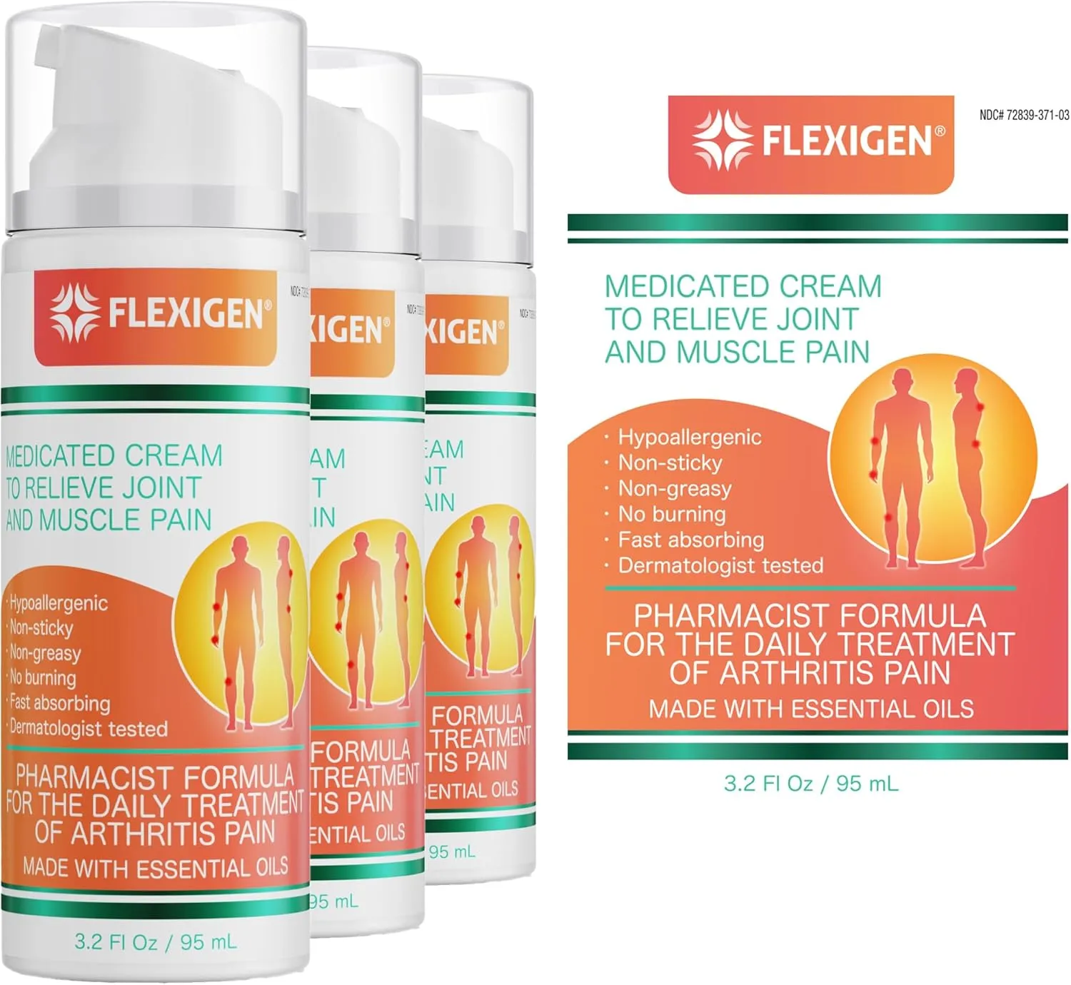 Pain Cream (3-Pack): Fast-Acting, Long-Lasting Relief for Aches & Pains with Natural Ingredients (Frankincense, Essential Oils, Menthol) - Non-Greasy, Pleasant Scent (FSA/HSA Eligible)