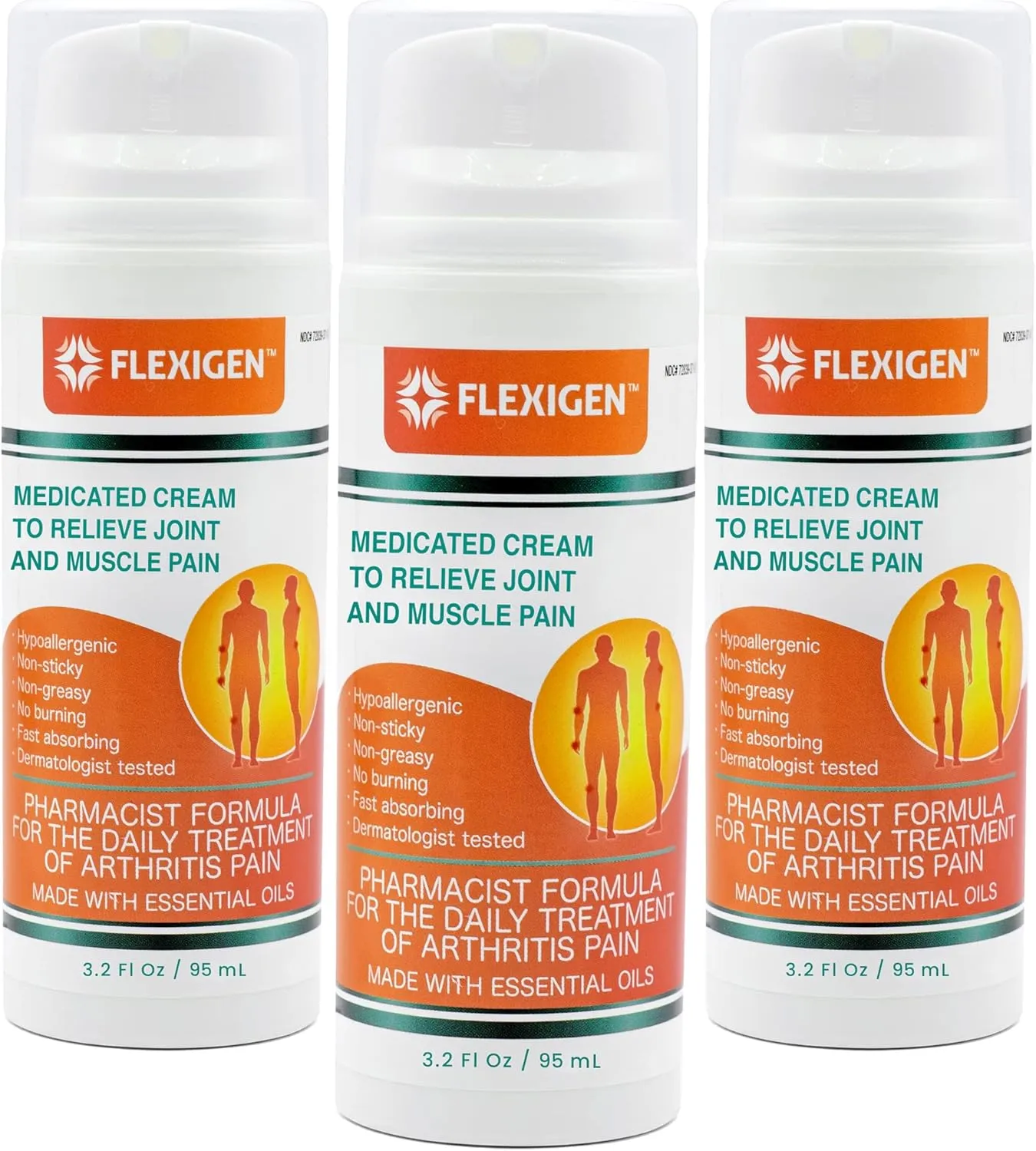 Pain Cream (3-Pack): Fast-Acting, Long-Lasting Relief for Aches & Pains with Natural Ingredients (Frankincense, Essential Oils, Menthol) - Non-Greasy, Pleasant Scent (FSA/HSA Eligible)