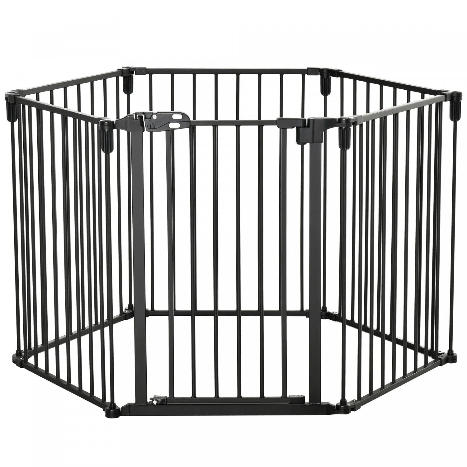 Pawhut Dog Playpen Diy Adjustable, Puppy Play Pen Dog Fences Indoor With Automatically Close Lock, P|Pawhut Barriere De Securite Pour Animaux Domestiques, Parc A 6 Panneaux, Cheminee, Arbre De Noel, Cl