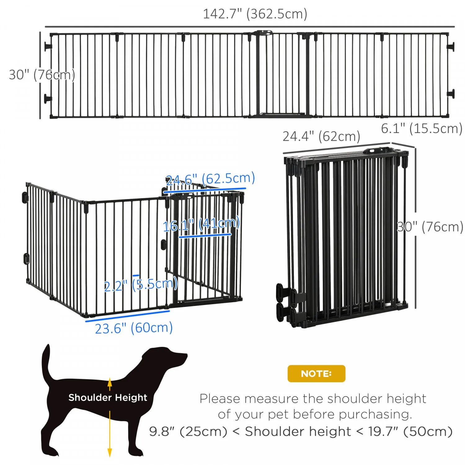 Pawhut Dog Playpen Diy Adjustable, Puppy Play Pen Dog Fences Indoor With Automatically Close Lock, P|Pawhut Barriere De Securite Pour Animaux Domestiques, Parc A 6 Panneaux, Cheminee, Arbre De Noel, Cl