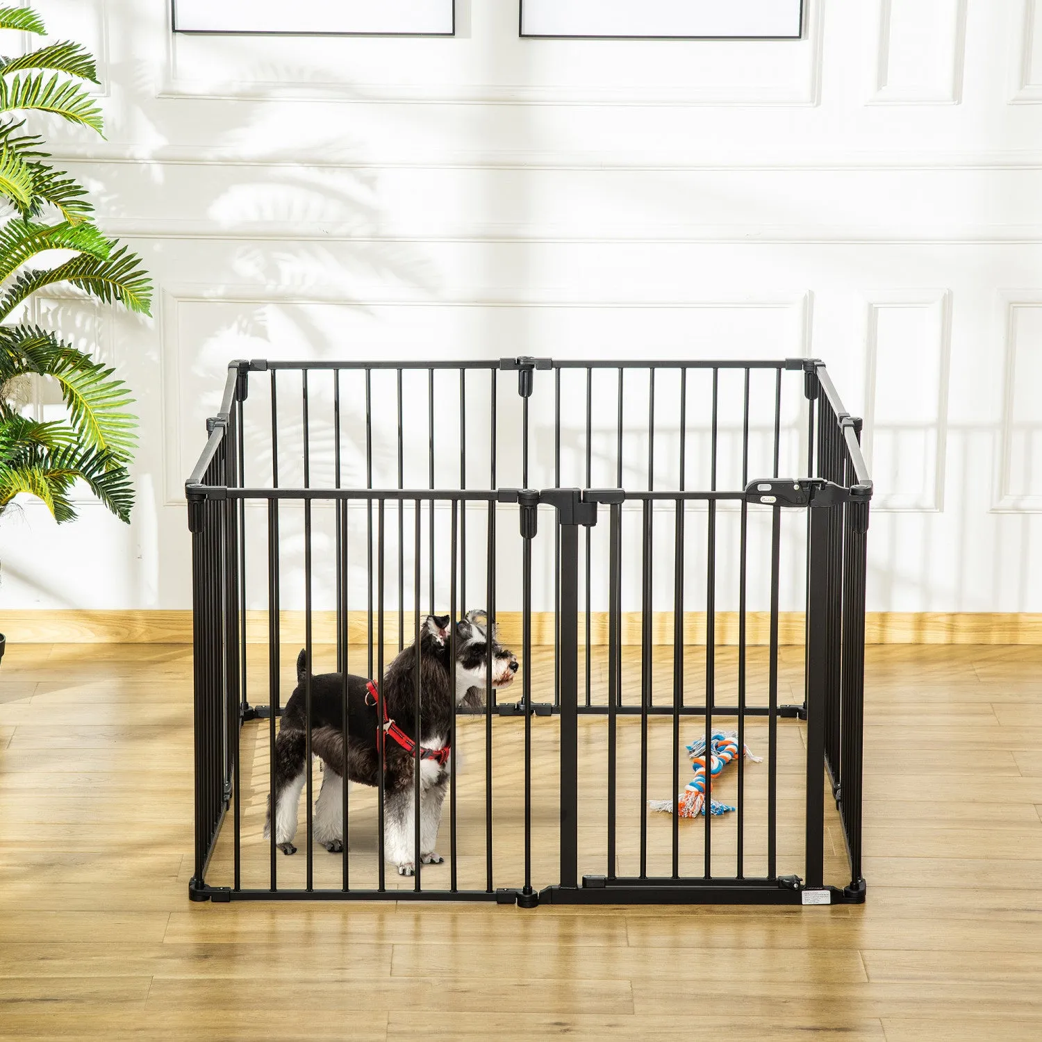 Pawhut Pet Safety Gate 8-panel Playpen Fireplace Christmas Tree Steel Fence Stair Barrier Room Divid|Pawhut Barriere De Securite Pour Animaux Pliable Extensible Modulable 8 Panneaux Avec Porte 190"l X