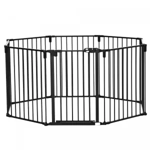 Pawhut Pet Safety Gate 8-panel Playpen Fireplace Christmas Tree Steel Fence Stair Barrier Room Divid|Pawhut Barriere De Securite Pour Animaux Pliable Extensible Modulable 8 Panneaux Avec Porte 190"l X
