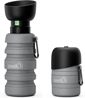Pecute Dog Water Bottle Portable & Retractable,17oz-29oz Dog Water Bottle with Folding Bowl, 5 Levels Capacity in 1, Carabiner Clip, 100% Food Grade Silicone, Ideal for Outdoor Walking,Hiking,Travel
