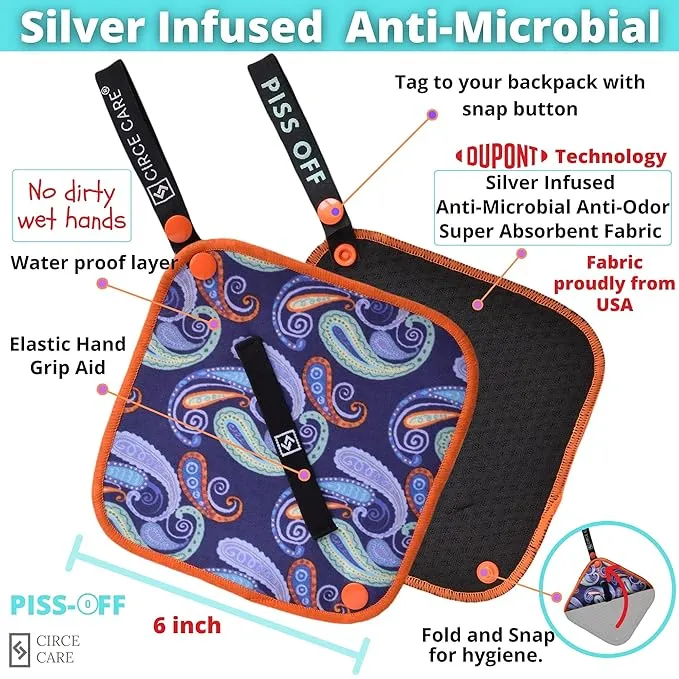 Pee Cloth: Silver Infused Pee rag for Women who Pee Outdoors, Reusable Absorbent Wipes, Ecofriendly alt. to Toilet Paper, Female Urination Solution for Camping, Hiking (1pc Fiesta)