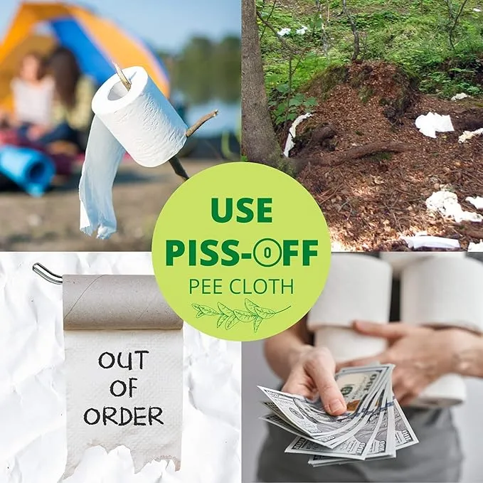 Pee Cloth:Silver Infused Pee rag for Women who Pee Outdoors, Reusable Absorbent Wipes, Eco alt. to Toilet Paper, Female Urination Solution for Camping, Hiking (2pc Combi- BlueDisco Fiesta)