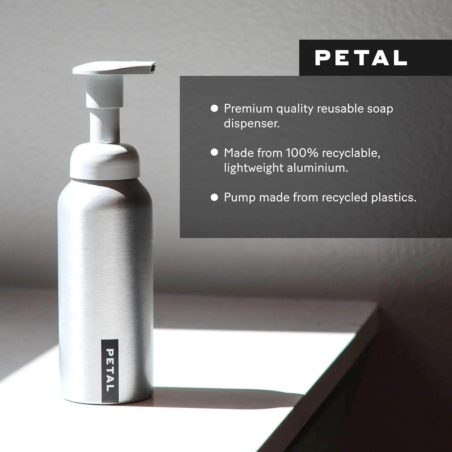 Petal Foaming Soap Dispenser with Hand Soap Refills - Zero Waste Hand Soap Dispenser - Natural Soap - Vegan - Cruelty Free - Made in the USA - (8.5oz) - (4ct) - (Lemongrass, Black (Aluminum))