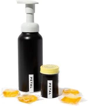 Petal Foaming Soap Dispenser with Hand Soap Refills - Zero Waste Hand Soap Dispenser - Natural Soap - Vegan - Cruelty Free - Made in the USA - (8.5oz) - (4ct) - (Lemongrass, Black (Aluminum))
