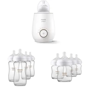 Philips AVENT Fast Baby Bottle Warmer Bundle with Glass Natural Baby Bottles
