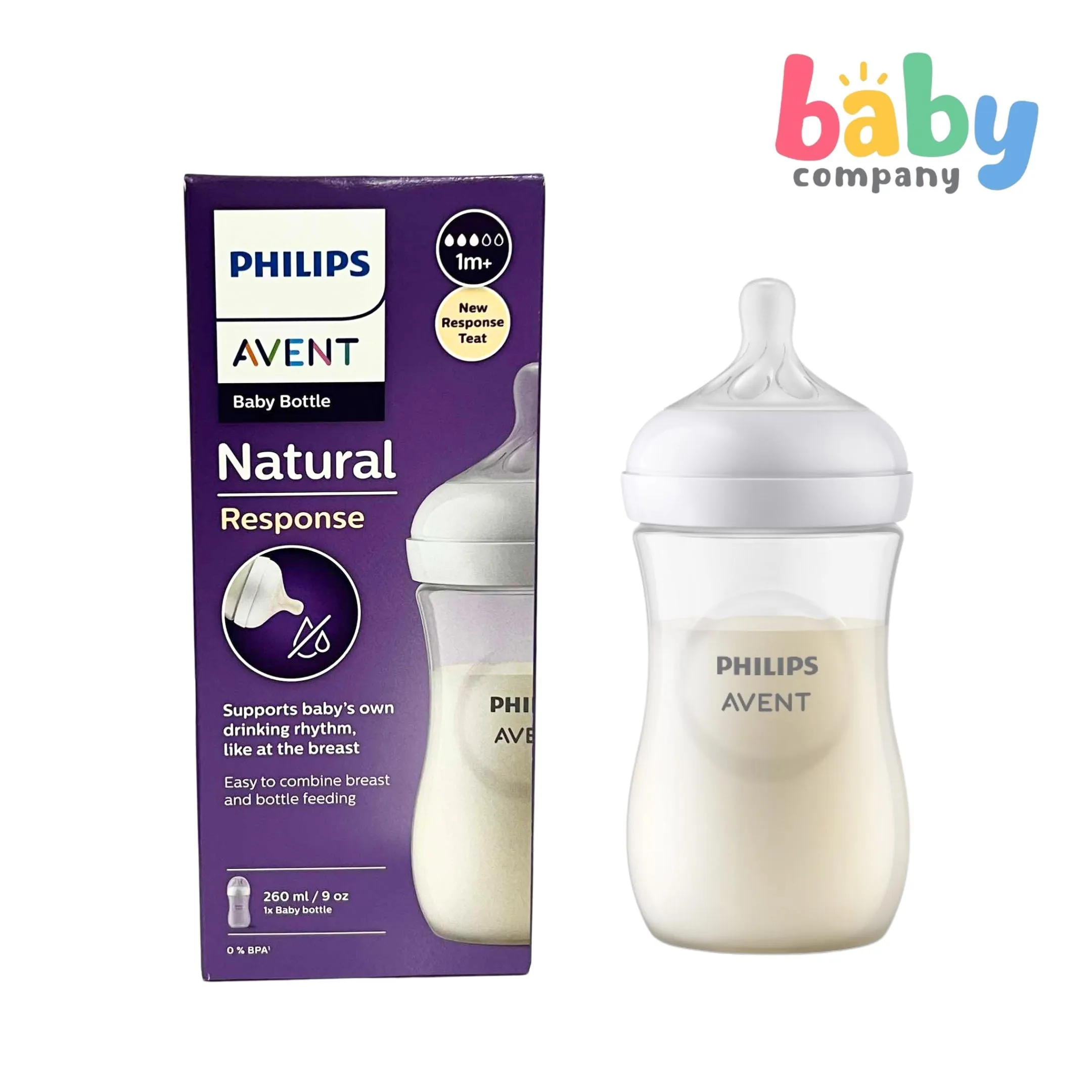 Philips Avent Natural Response Baby Bottle 1m  - 9oz/260ml