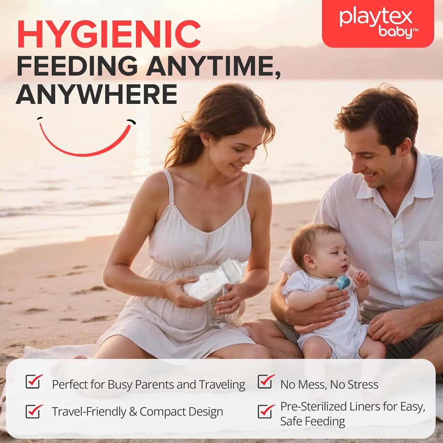 Playtex Baby Nurser Anti-Colic Baby Bottles – Closer to Breastfeeding with Drop-Ins® Liners, 8 oz Bottles, 3-Pack