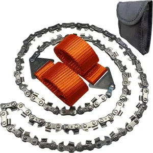 Pocket Chainsaw - 36 Inch Manual Hand Chain - Pocket Saw with 48 Bidirectional Teeth - For Fast Easy Cutting - Camping Survival - Wire Rope Cable Saw - Backpacking Camp Gear