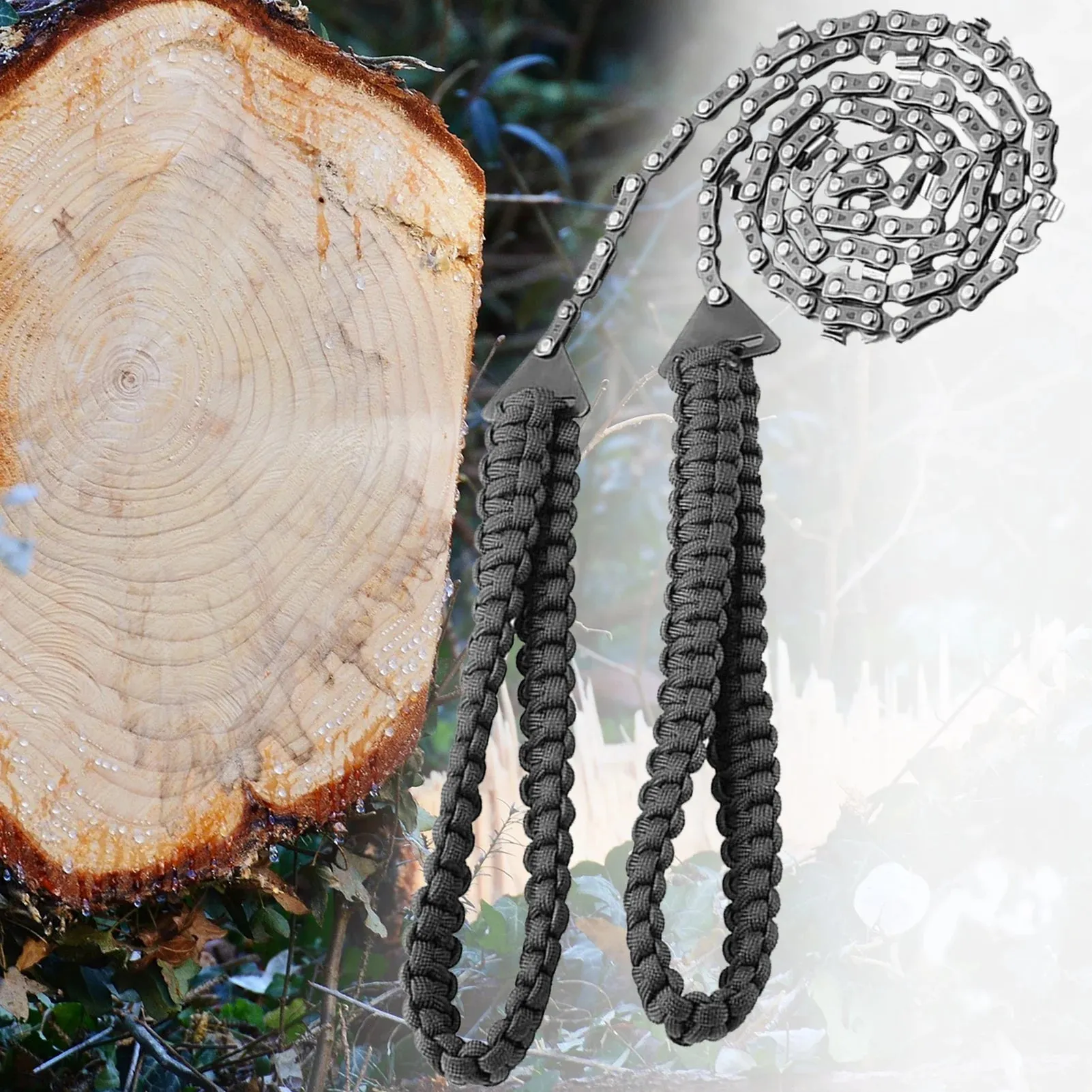 Pocket Chainsaw with Paracord Handle – Outdoor Survival Folding Hand Saw