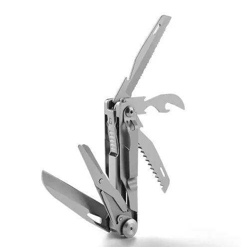 Pocket Multitool Knife 8-in-1 Stainless Steel Multitool Knife Saw Scissors Can&Bottle Opener Wire Stripper Glass Breake