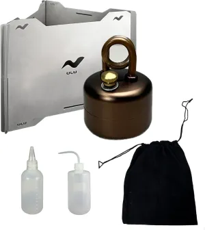Portable Alcohol Camping Stove Set with Windscreen, Storage Bag, 2 Liquid Bottles,Stable Support Wind-Resistance Camp Stove for Outdoor Camping Hiking Cooking, Brown (Brown-1)
