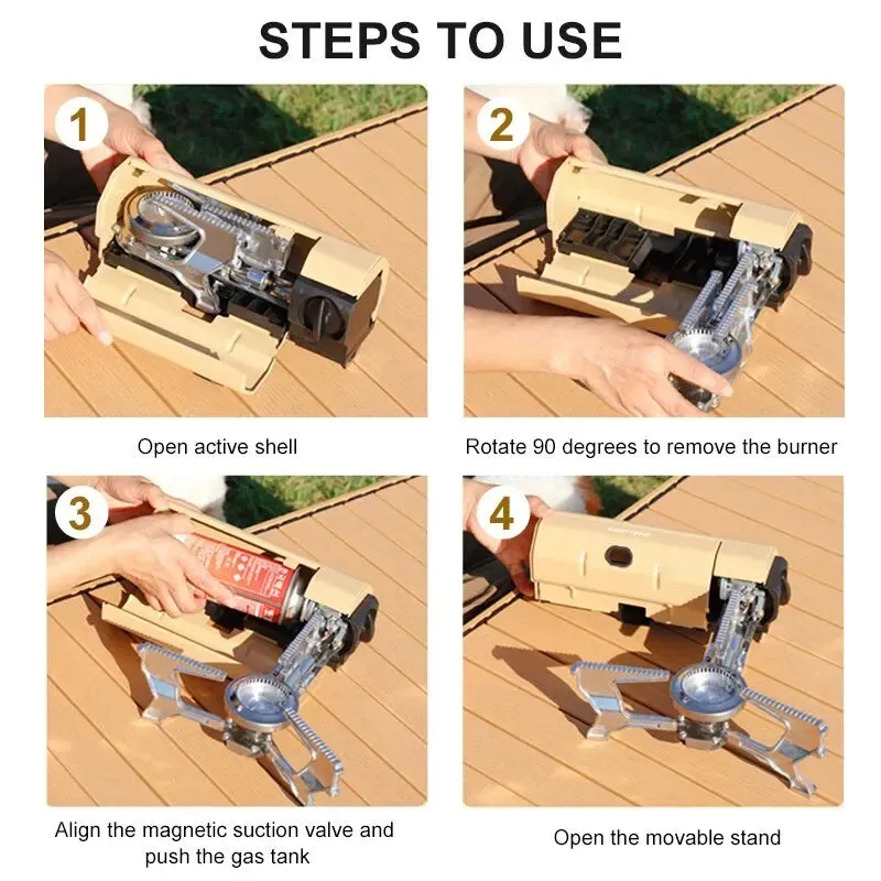 Portable Camping Gas Stove – High-Power Foldable Outdoor Burner with Auto Ignition & Safety Features for Hiking, Travel & Emergency Cooking