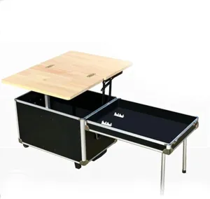 Portable Camping Table,Outdoor Car Multifunctional Mobile Kitchen Folding Portable Camping Picnic Table Storage Storage Box with Wheels 55L Large Capacity,a (A)
