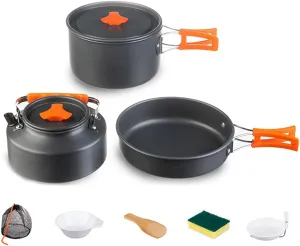 Portable Folding Stove, Compact Fuel Stove, Outdoor Cooking Gear Set, Mini Camping Stove, Windproof Camping Stove Head, Outdoor Travel Cookware Cooking Supplies, Fuel Stove (Cookware set)