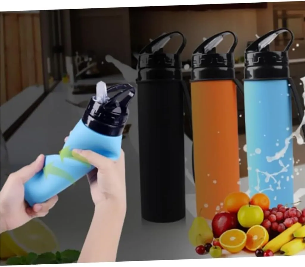 Portable Kettle Silicone Folding Kettle Portable Fitness Kettle Cycling Outdoor Sports Water Bottle Mountaineering Hiking Kettle Water Bottle