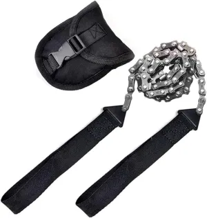 Portable Survival Chain Saw with Bag, Multi-Function Outdoor Emergency Chainsaw Cutting Tools Handheld Chain Saw
