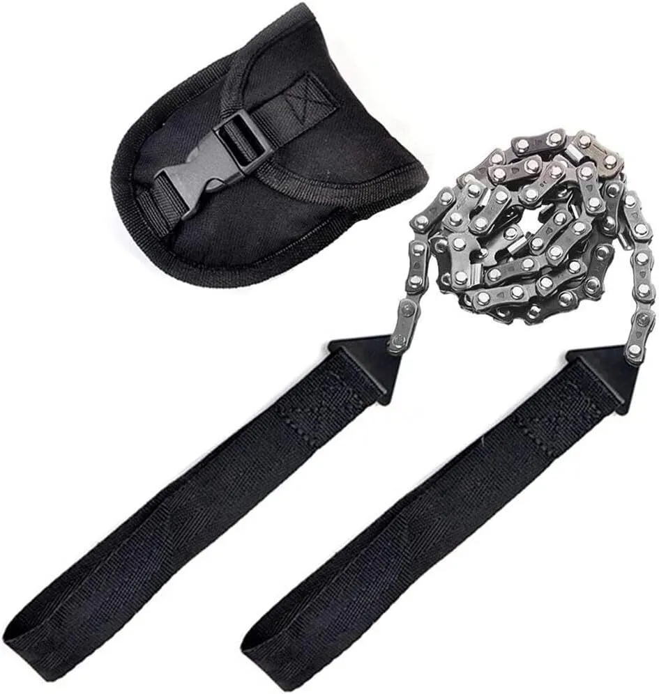 Portable Survival Chain Saw with Bag, Multi-Function Outdoor Emergency Chainsaw Cutting Tools Handheld Chain Saw