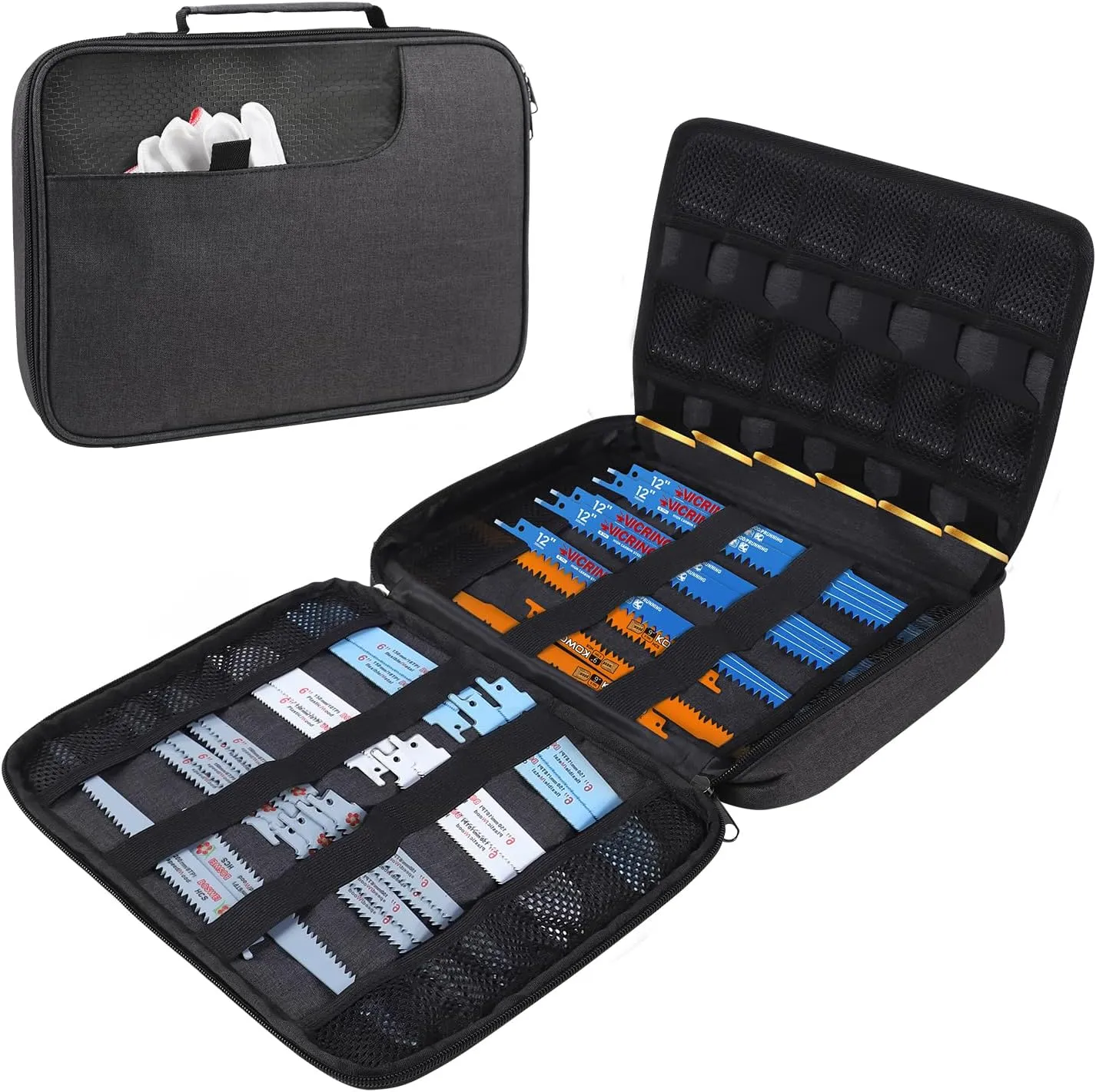 Portable Zipper Saw Blade Storage Case,Empty Case for Sawzall Saws/Sabre Saws Organization,Wood Pruning Saw Blades Carring Case Reciprocating Saw Blades Holder Bag Only