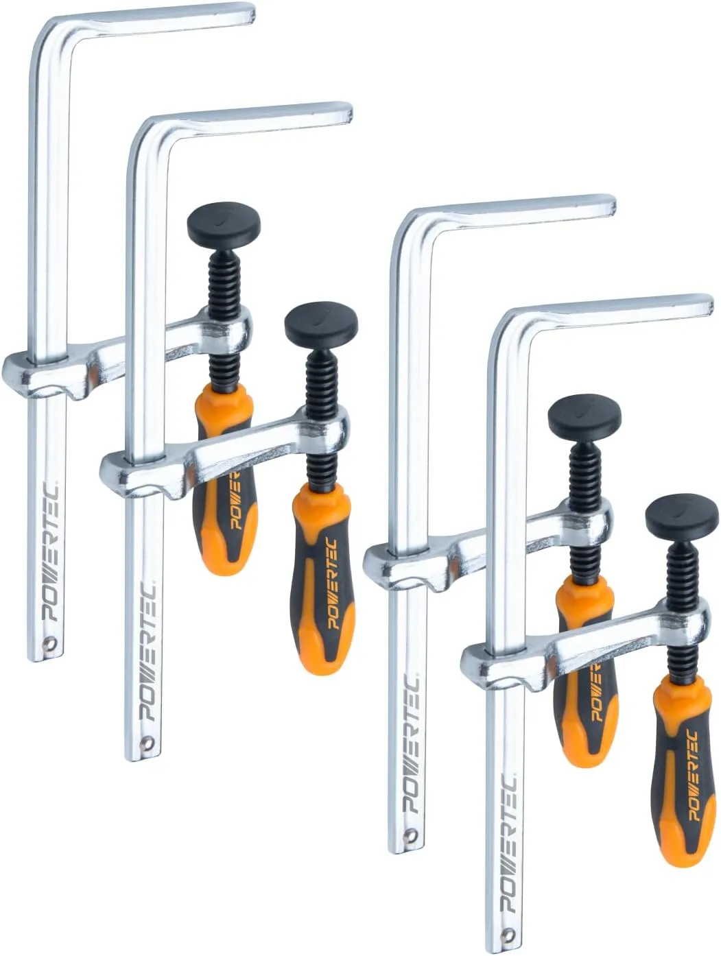 POWERTEC 4PK Quick Screw Guide Rail Clamp for MFT Table and Track Saw Guide Rail System, 7” Capacity x 2-3/8” Throat Depth, 400lbs Clamping Force (71409-P2)