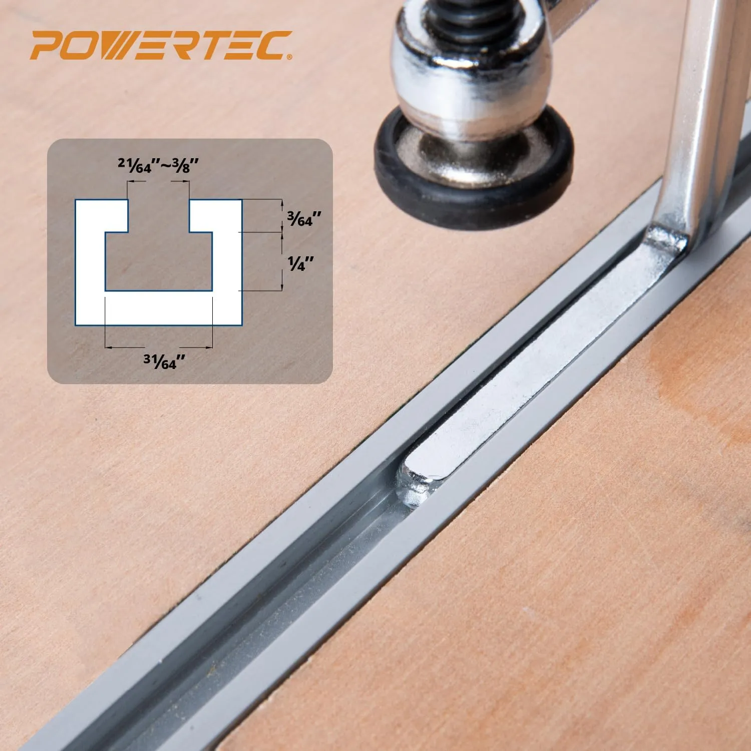 POWERTEC 71410 Quick Screw Guide Rail Clamp for MFT Table and Track Saw Guide Rail System, 5-3/8” Capacity x 2-3/8” Throat Depth, 400lbs Clamping Force, 2 Pack