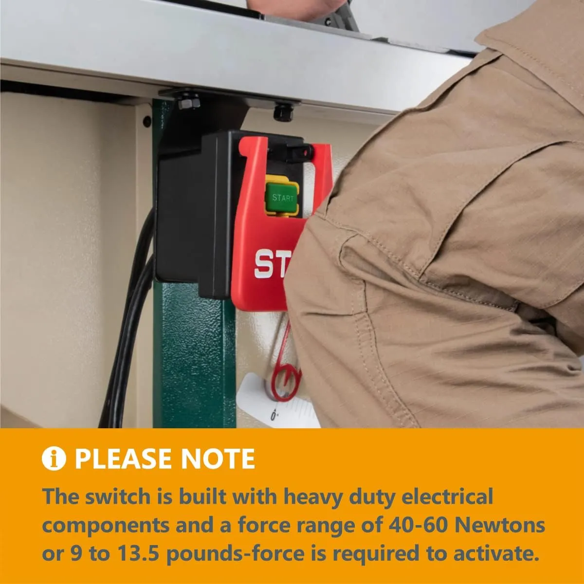 POWERTEC 72251 120V/230V Dual Voltage Paddle Switch w/Deep Switch Box & Hardware, 3HP, Knee Paddle for Power Tools Fast Power Off. Fits Table Saw, Router Table, Drill Press, Bench Saw, Band Saw