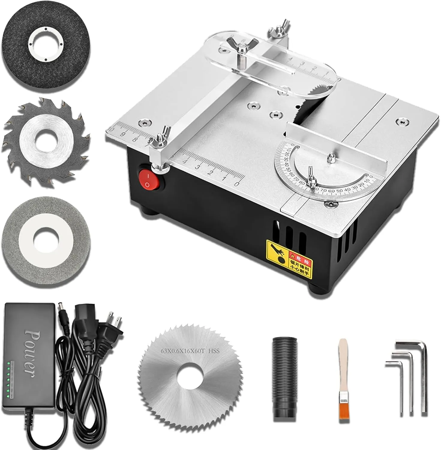 Precision Mini Electric Table Saw, DIY Hobby Handmade Woodworking Bench Cutting Machine Adjustable Cut Depth Small Desktop Saw for Miniature Wood Craft (Regular style)