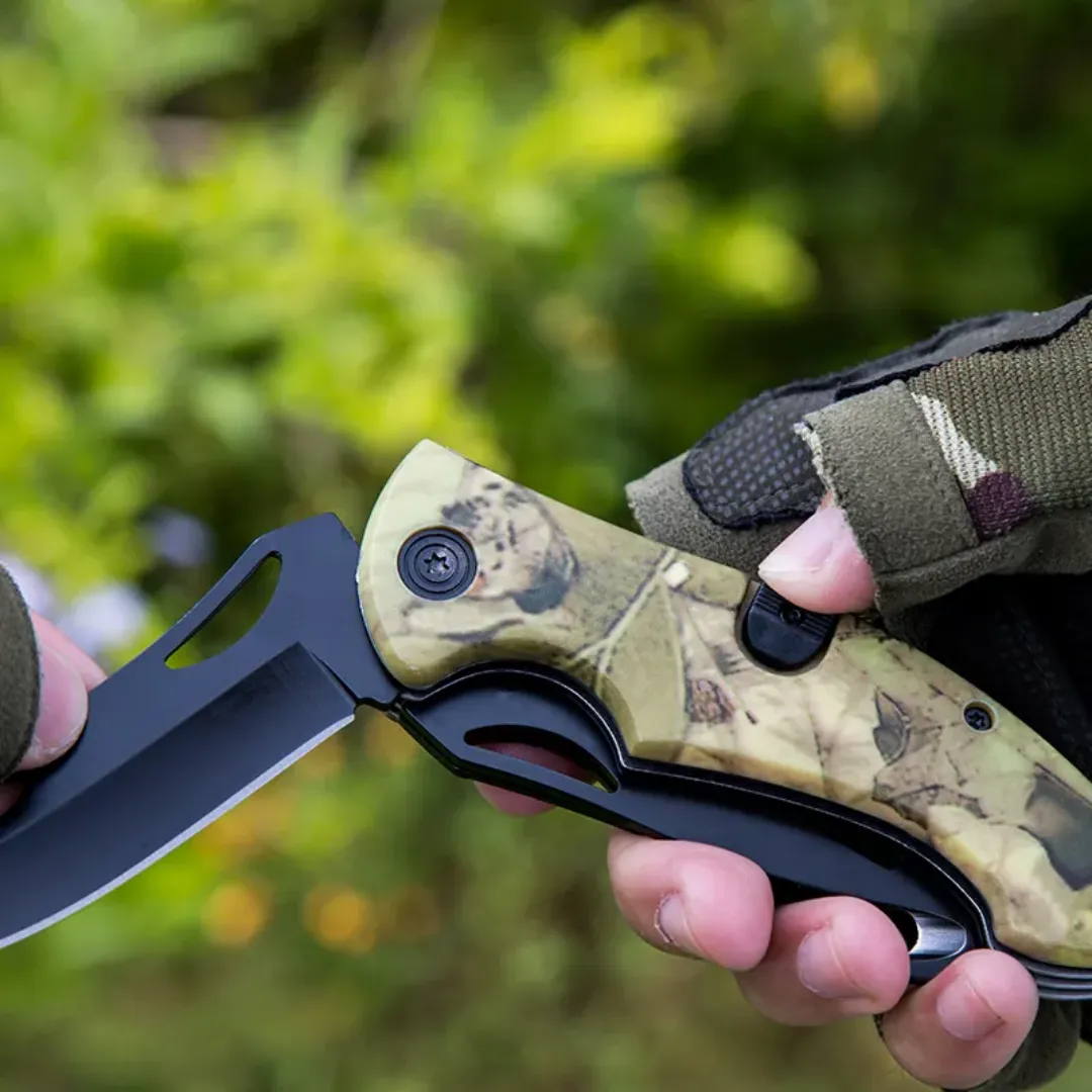 PrepPro Tri-Edge Folding Hunting Knife – 3Cr13 Steel | Multi-Function Camo Edition