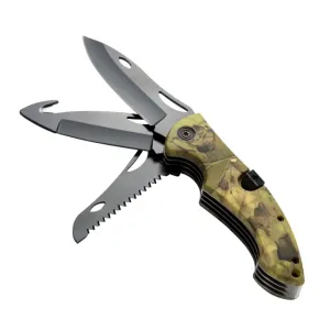 PrepPro Tri-Edge Folding Hunting Knife – 3Cr13 Steel | Multi-Function Camo Edition