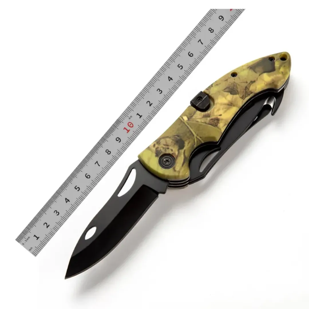 PrepPro Tri-Edge Folding Hunting Knife – 3Cr13 Steel | Multi-Function Camo Edition